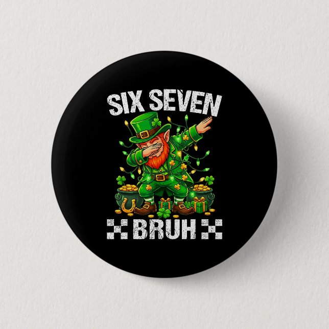 67 St Patricks Funny Six Seven Meme Leprechaun Boy 2 Inch Round Button (Front)