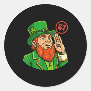 67 St Patricks Funny Six Seven Meme Leprechaun Boy Classic Round Sticker