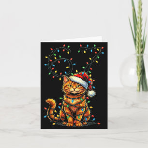 67 Tabby Orange Cat Christmas Santa Hat Six Seven  Card