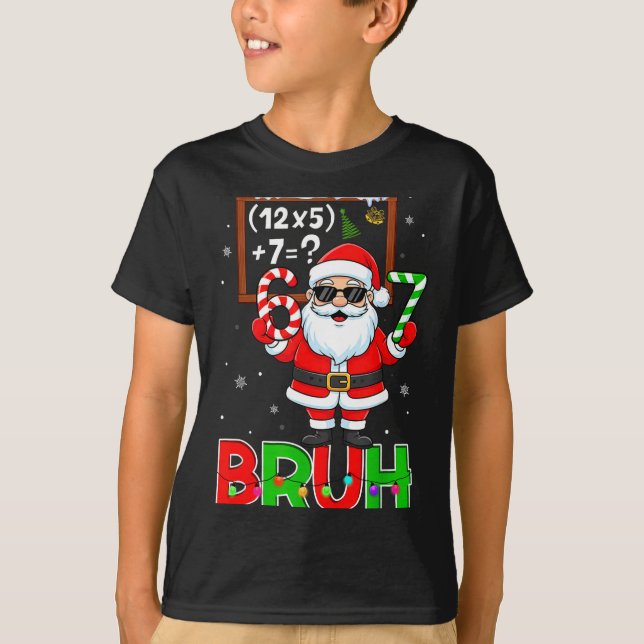 67 Teacher Christmas Santa Six Seven Meme Math Equ T-Shirt (Front)