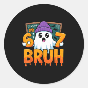 67 teacher ghost six seven meme math equation bruh classic round sticker