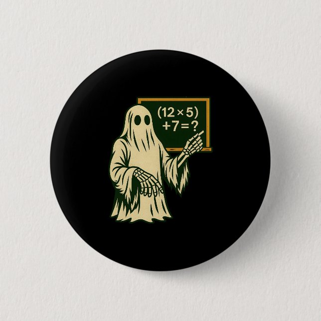 67 Teacher Halloween Ghost Six Seven Meme Brainrot 2 Inch Round Button (Front)