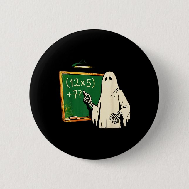 67 Teacher Halloween Ghost Six Seven Meme Brainrot 2 Inch Round Button (Front)