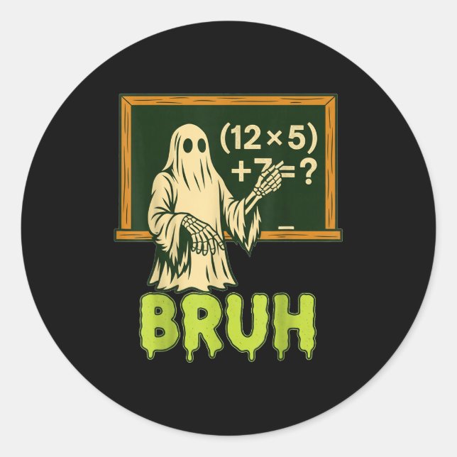 67 Teacher Halloween Ghost Six Seven Meme Brainrot Classic Round Sticker (Front)