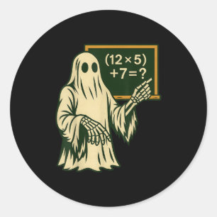 67 Teacher Halloween Ghost Six Seven Meme Brainrot Classic Round Sticker