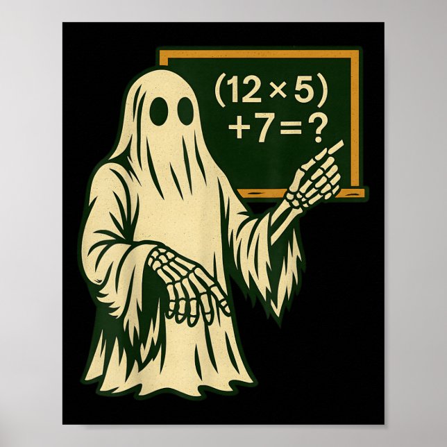 67 Teacher Halloween Ghost Six Seven Meme Brainrot Poster (Front)