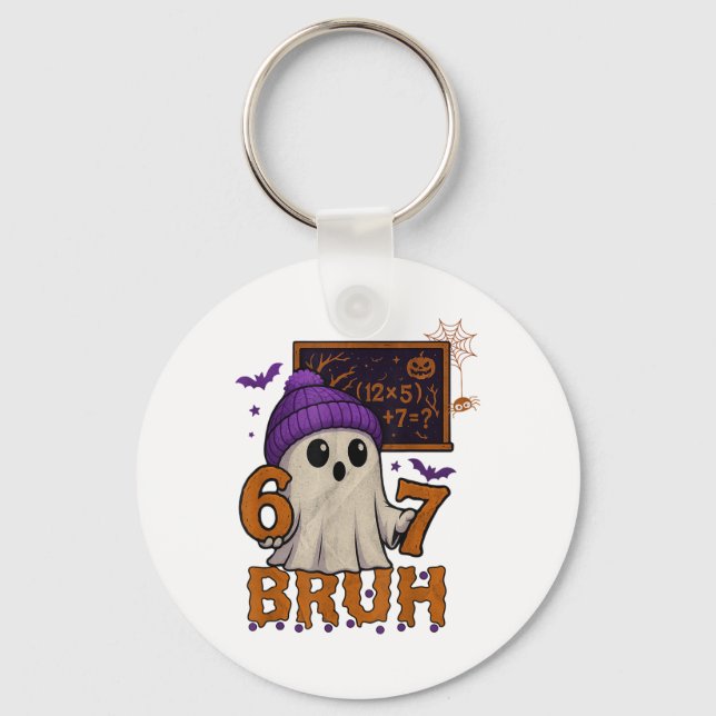 67 Teacher Halloween Ghost Six Seven Meme Math Equ Keychain (Front)