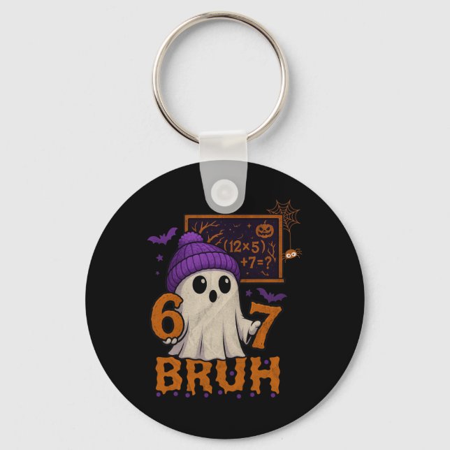 67 Teacher Halloween Ghost Six Seven Meme Math Equ Keychain (Front)