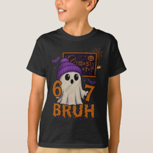 67 Teacher Halloween Ghost Six Seven Meme Math Equ T-Shirt