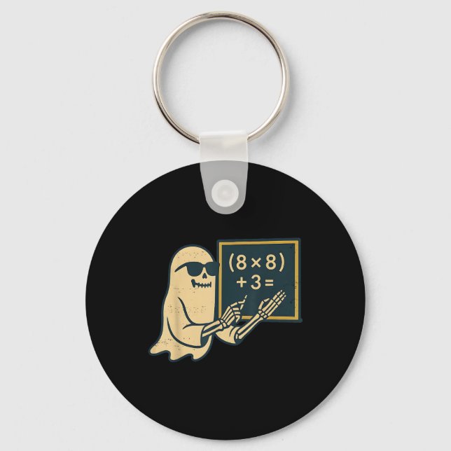 67 Teacher Halloween Skeleton Ghost Six Seven Meme Keychain (Front)
