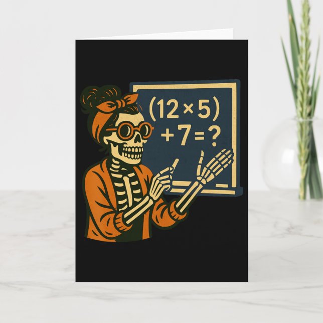 67 Teacher Halloween Skeleton Six Seven Meme Brain Card (Front)
