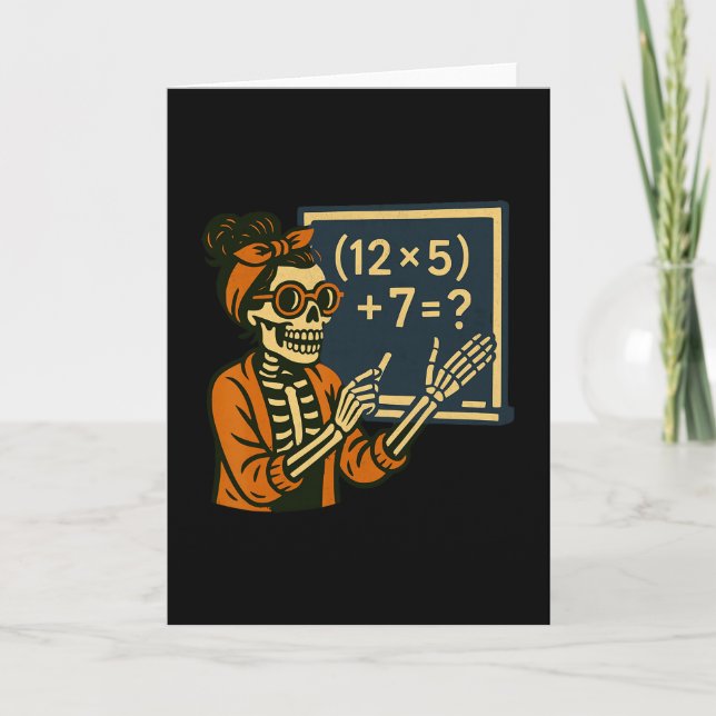 67 Teacher Halloween Skeleton Six Seven Meme Brain Card (Front)