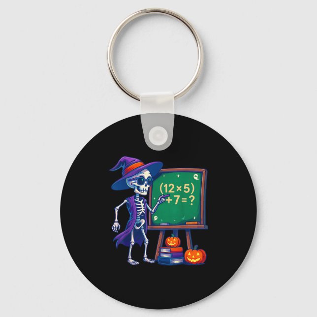 67 Teacher Halloween Skeleton Six Seven Meme Math  Keychain (Front)