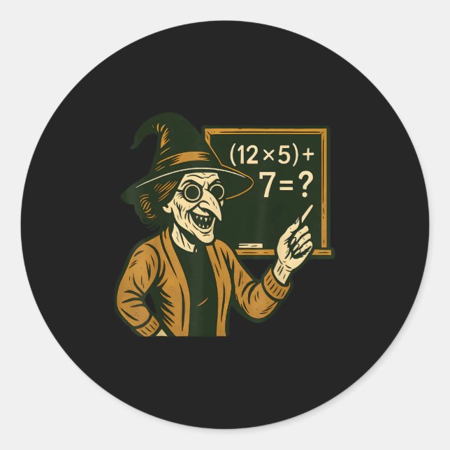 67 Teacher Halloween Witch Six Seven Meme Brainrot Classic Round Sticker (Front)