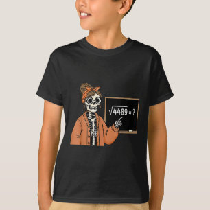 67 Teacher Skeleton Halloween Square Root 4489 Mes T-Shirt