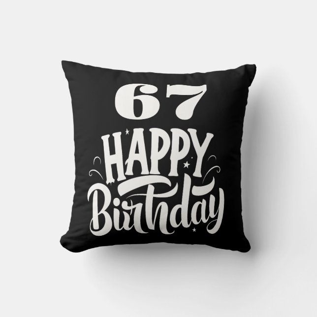 67 th birthday chic black white personalized throw pillow (Front)