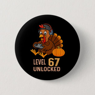 67 Thanksgiving Boys Turkey Gamer Six Seven Meme G 2 Inch Round Button