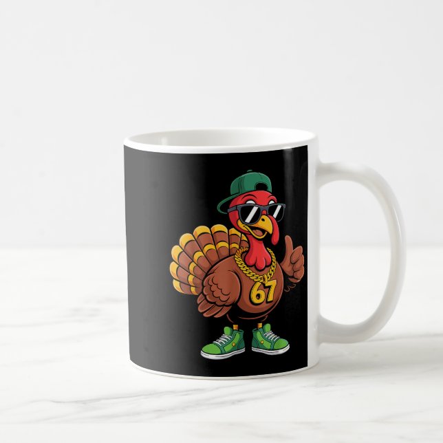 67 Thanksgiving Funny Turkey Wearing Cap Sungles S Coffee Mug (Right)
