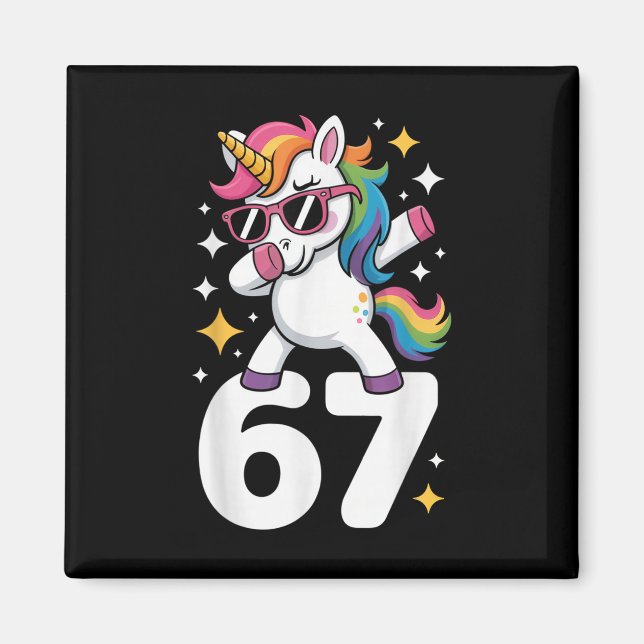 67 Unicorn Dabbing Six Seven Meme Funny  Magnet (Front)