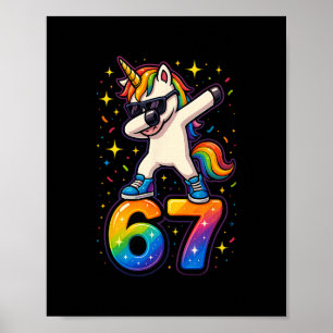67 Unicorn Dabbing Six Seven Meme Funny  Poster