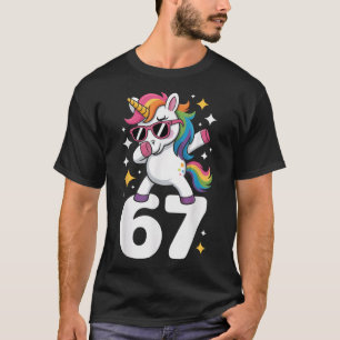 67 Unicorn Dabbing Six Seven Meme Funny  T-Shirt