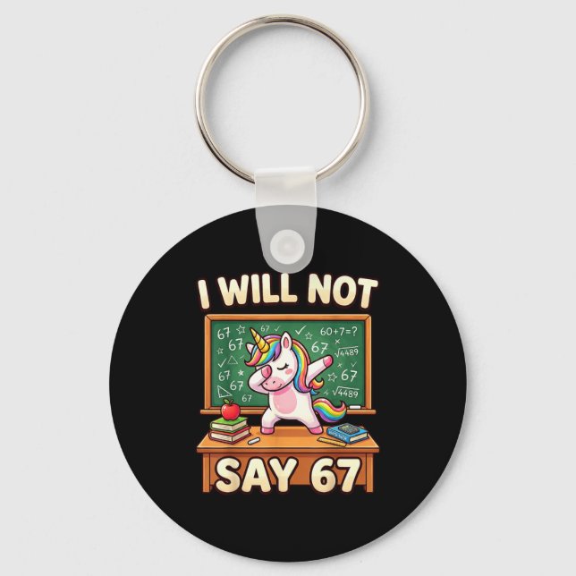 67 Unicorn For Girls Six Seven Meme Brainrot Funny Keychain (Front)