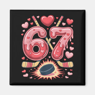 67 Valentine Hockey Heart Design Cute Ice Hockey Magnet