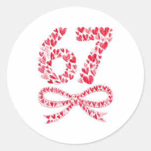 67 Valentine’s Day Heart Meme – Trendy Six Seven  Classic Round Sticker