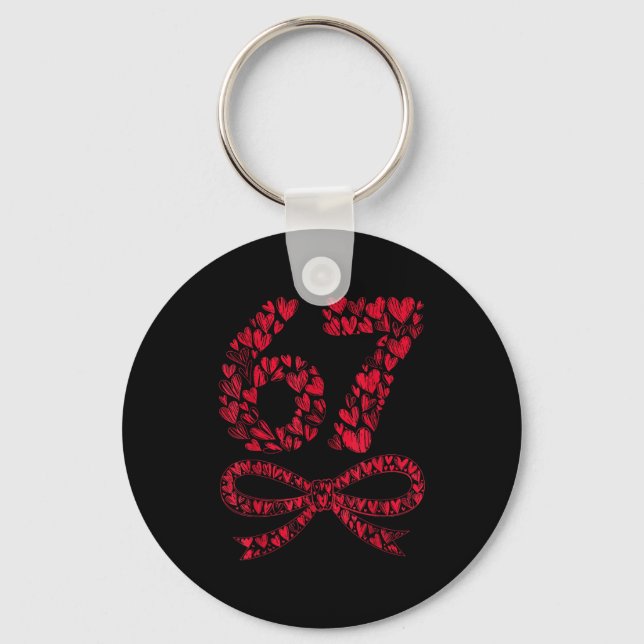 67 Valentine’s Day Heart Meme – Trendy Six Seven  Keychain (Front)