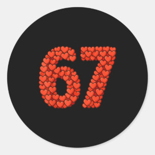 67 Valentines Day Meme Six Seven Hearts Boys Girls Classic Round Sticker