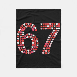67 Valentine's Day Shirt 6 7 Meme Funny 67 Hearts  Fleece Blanket