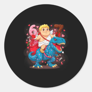 67 Valentines Day T-rex Meme Funny Cupid Six Seven Classic Round Sticker