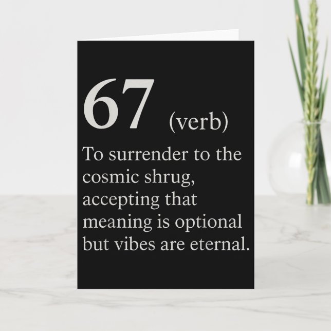 67 Verb Definition Meme Funny Internet Joke Trendi Card (Front)