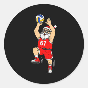 67 Volleyball Santa Six Seven Meme Christmas Srt M Classic Round Sticker