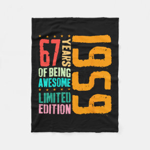 67 Years Old Bday Decorations 1959 67th Birthday Fleece Blanket