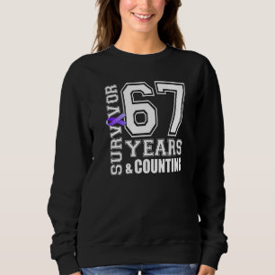 67 Years Survivor I Wear Purple Ribbon Lupus Aware Sweatshirt