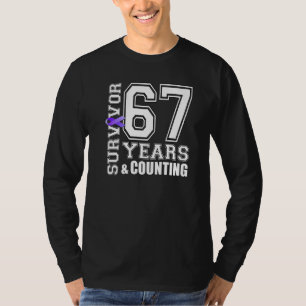 67 Years Survivor I Wear Purple Ribbon Lupus Aware T-Shirt