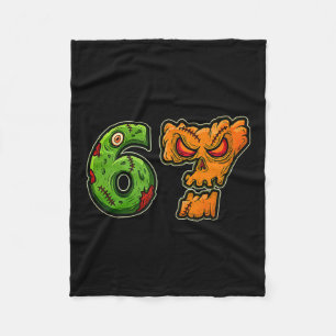 67 Zombie Pumpkin Six Seven Halloween Meme Costume Fleece Blanket