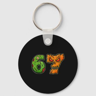 67 Zombie Pumpkin Six Seven Halloween Meme Costume Keychain