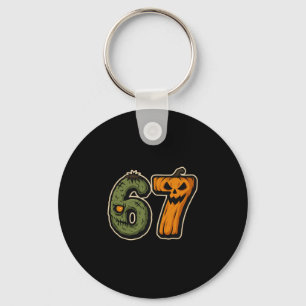 67 Zombie Pumpkin Six Seven Halloween Meme Keychain
