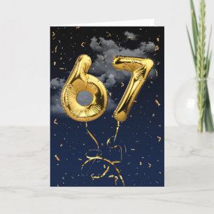 67e Anniversaire Gold Mylar Balloon et carte Confe