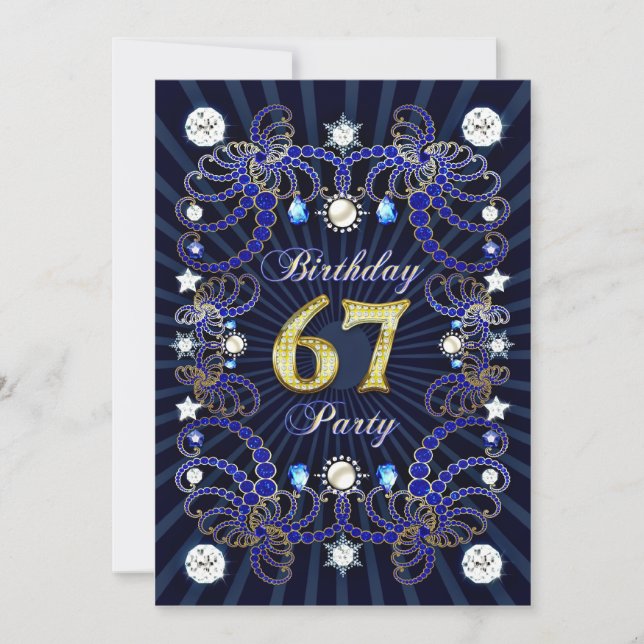 67e anniversaire invitation de fête avec des masse (Devant)