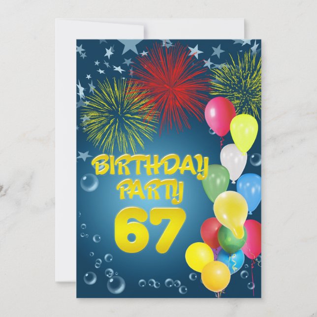 67e fête d'anniversaire Invitation avec ballons (Devant)