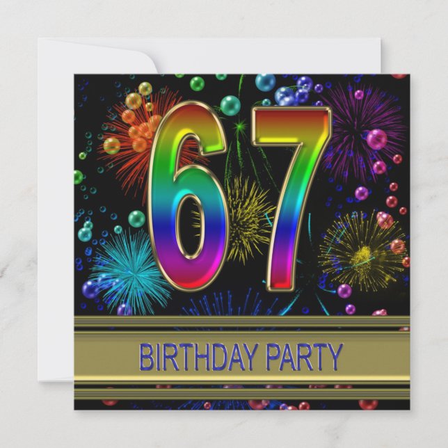 67e fête d'anniversaire Invitation avec bulles (Devant)