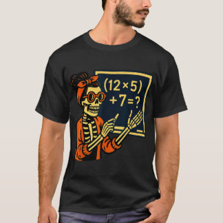 67eacher Halloween Skeleton Si Seven Meme Brainrot T-Shirt