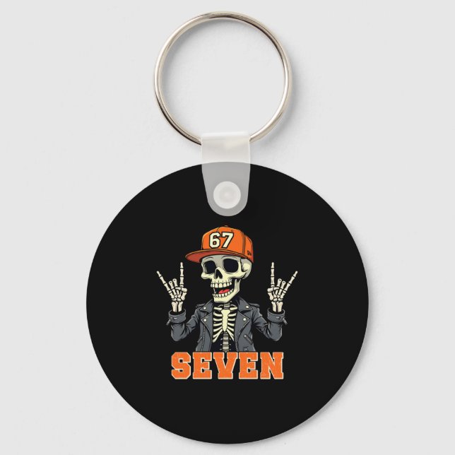 67endy Skeleton – 67 Six Seven Halloween 7 Long Sl Keychain (Front)