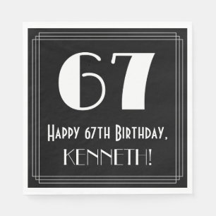 67th Birthday ~ Art Deco Inspired Look "67", Name Napkin