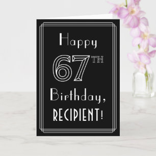67th Birthday: Art Deco Style # 67 & Custom Name Card