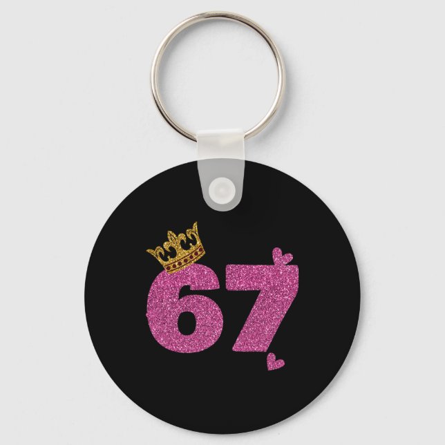 67th Birthday Crown 67 Years Old Bday  Keychain (Front)