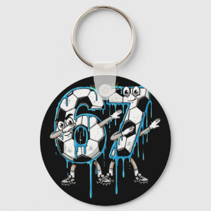 67th Birthday Drip Dabbing Soccer Ll Number 67 Six Keychain